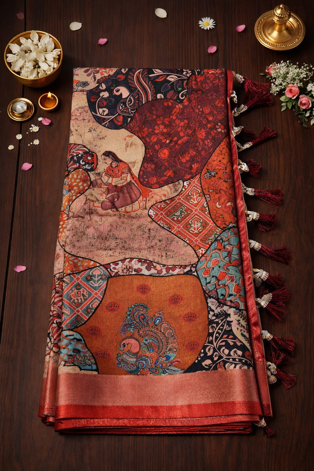 ROYAL PEACOCK RUSSET SAREE