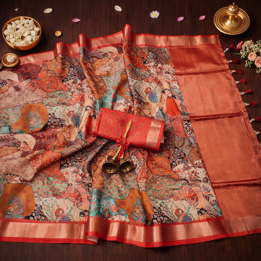 ROYAL PEACOCK RUSSET SAREE