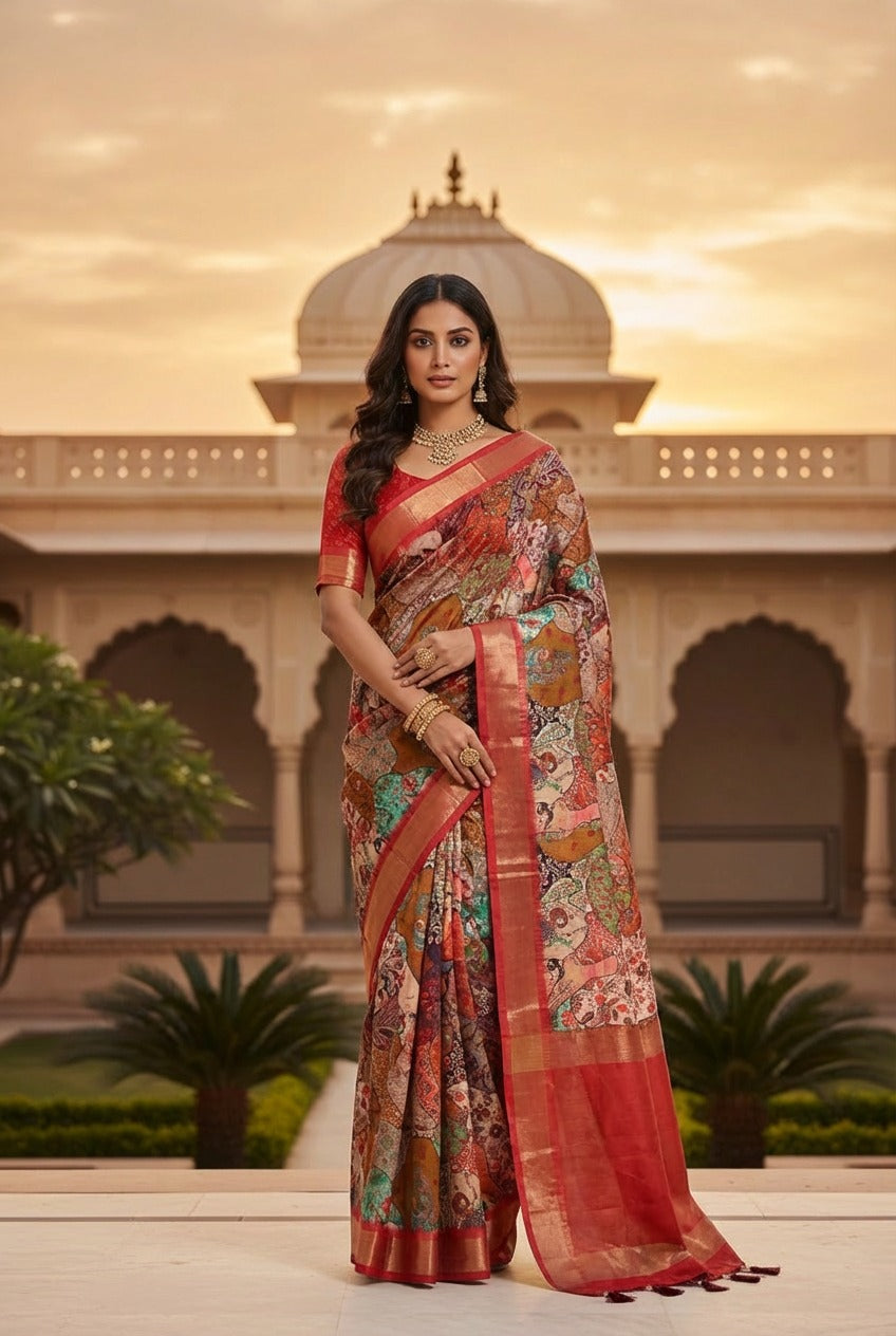 ROYAL PEACOCK RUSSET SAREE