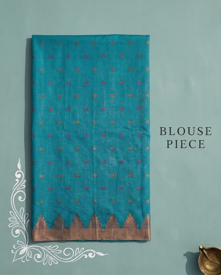 Yamuna Ragini – Bengal Handloom Cotton Saree, Turquoise