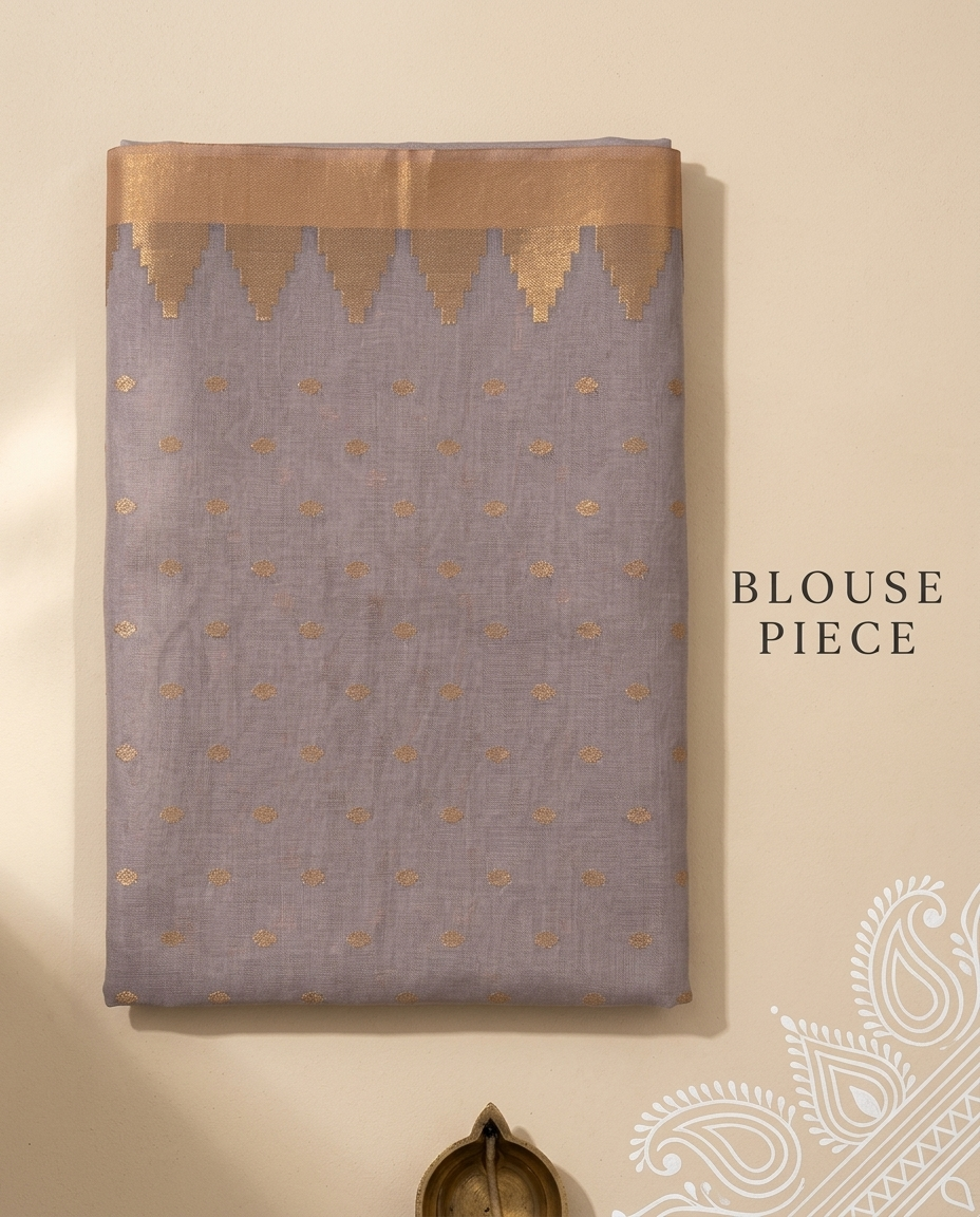 Rajata Kiran – Bengal Handloom Cotton Saree, Silver Grey