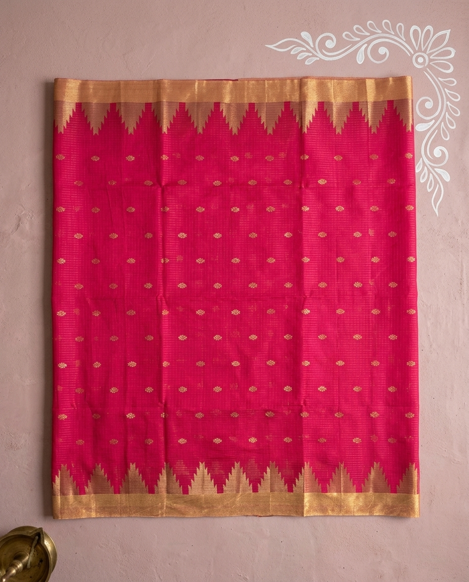 Ragini Madhav – Bengal Handloom Cotton Saree, Rani Pink