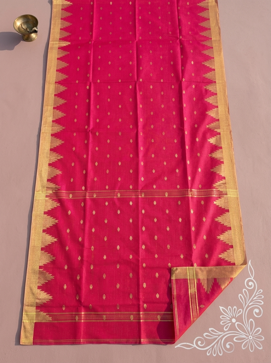 Ragini Madhav – Bengal Handloom Cotton Saree, Rani Pink