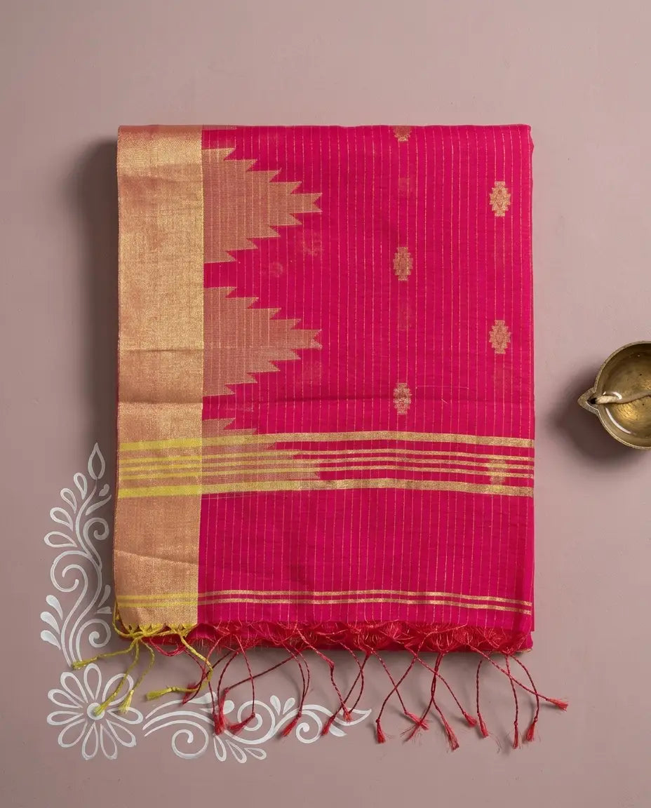 Ragini Madhav – Bengal Handloom Cotton Saree, Rani Pink