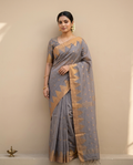 Rajata Kiran – Bengal Handloom Cotton Saree, Silver Grey