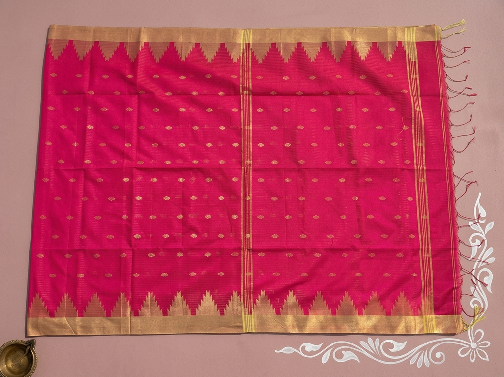 Ragini Madhav – Bengal Handloom Cotton Saree, Rani Pink