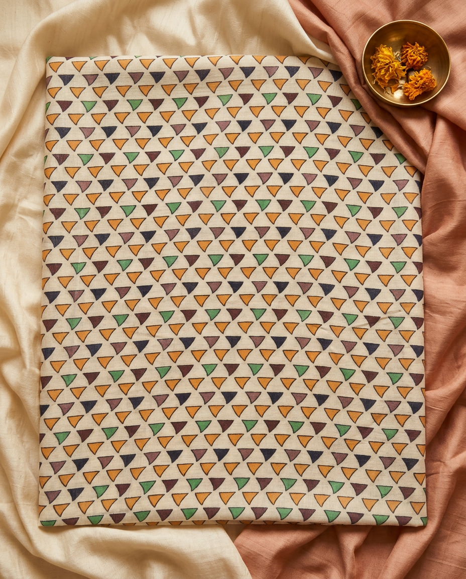 Madhur Rekha – Madhubani Folk Art Linen Saree, Beige